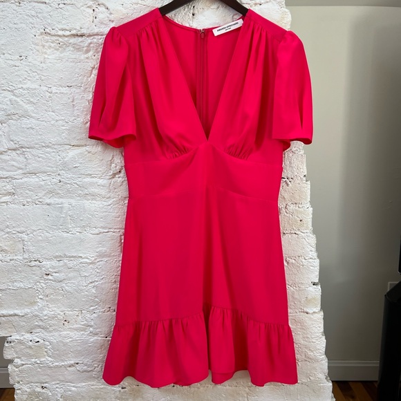 Amanda Uprichard Pink Rosen V-Neck Minidress. Size M - Picture 4 of 7